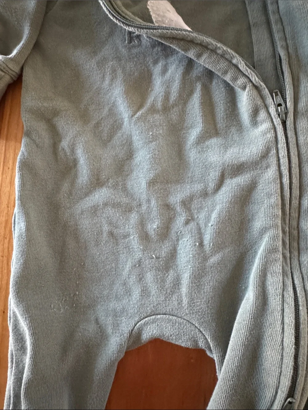 Country Road Sage Green Fleece Footed One-Piece organic cotton